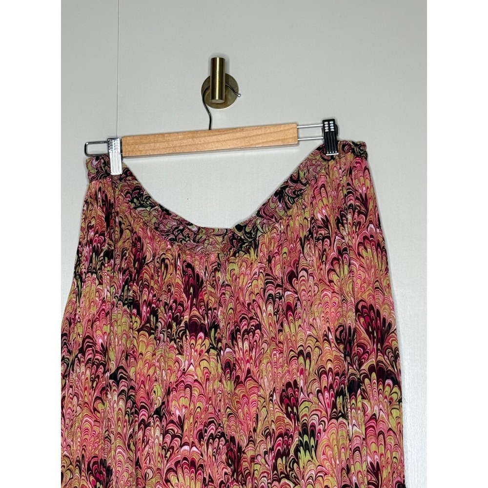 Boho Marble Print Pleated Swing Skirt XXL Pink Festival Cottagecore - Picture 6 of 8